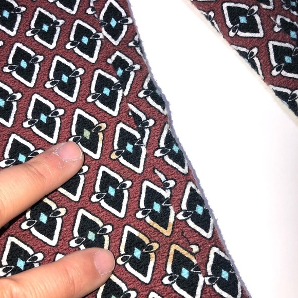 ZARA 70’s Retro Burgundy Geometric Print Flared Trouser Pants Size Medium - Picture 11 of 13